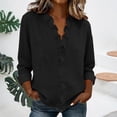 thumbnail image 2 of Kelon Women's Long Sleeve V Neck Blouses Cotton Ruffle Hem Tops Casual Elegant Work Office Outfits Spring, 2 of 9