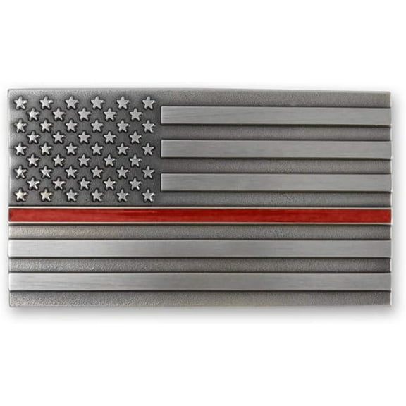 Indiana Metal Craft Thin Red Line Pewter Belt Buckle for First Responders, Made in USA