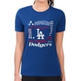 thumbnail image 4 of Women's G-III 4Her by Carl Banks Royal Los Angeles Dodgers Super-Slim Fit Lightweight Collage Team Graphic Crew Neck, 4 of 5