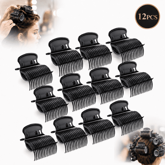 Hot Roller Clips Hair Curler Claw Clips Replacement Roller Clips for Women (12 Pieces, Black)