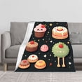 thumbnail image 2 of Durable Soft Flannel Blanket - Cozy Cartoon Dessert Design for Sofa Travel Bed & Chair - Warm & Whimsical Comfort, 2 of 7