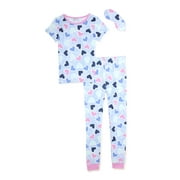 Cozy Jams Girls Tight Fit Top and Pants Pajamas with Eye Mask, 2-Piece Set, Sizes 4-14