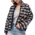thumbnail image 1 of Chaquetas y abrigos casuales sin capucha de manga larga para mujer, chaqueta acolchada corta con estampado floral vintage, chaqueta ligera y corta con abertura frontal, abrigo para mujer, 1 of 6