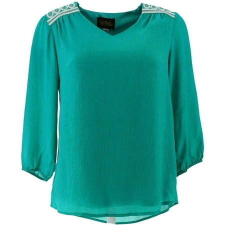 Bob Mackie Embroidered Shoulder Woven Top A352516