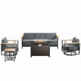 thumbnail image 2 of Unnifurnzi 5 Pieces Patio Furniture Set with Fire Pit Table-Outdoor Furniture with Patio Swivel Rocking Chairs Outdoor Couch for Deck Porch Poolside Balcony-Black/Dark Gray, 2 of 7