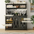 thumbnail image 3 of ANPOO 47"W Farmhouse Coffee Bar Cabinet Wine Rack and Storage, Tall Wine Bar Cabinet with 3 Tier Storage Hutch, Buffet Cabinet with LED Light and Glass Racks for Kitchen Dining Room, 3 of 7