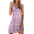 thumbnail image 2 of POTETI Womens Dresses Summer Purple Sun Dress Casual Crew Neck Printing Dresses Summer Sleeveless Pullover Dress Women Sundress, 2 of 5