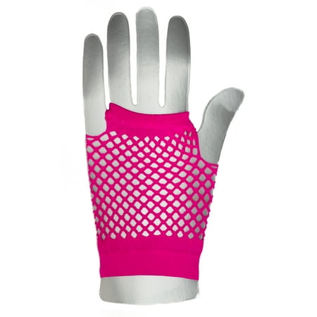 Veil Entertainment Fingerless Rave Neon 2pc Fishnet Gloves, One-Size
