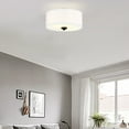 thumbnail image 3 of 11.81" 2-Light Flush Mount Ceiling Light Modern Kitchen Light Fixture with Fabric Shade for Bedroom, Living Room, Dining Room, Hallway, E26, 3 of 8