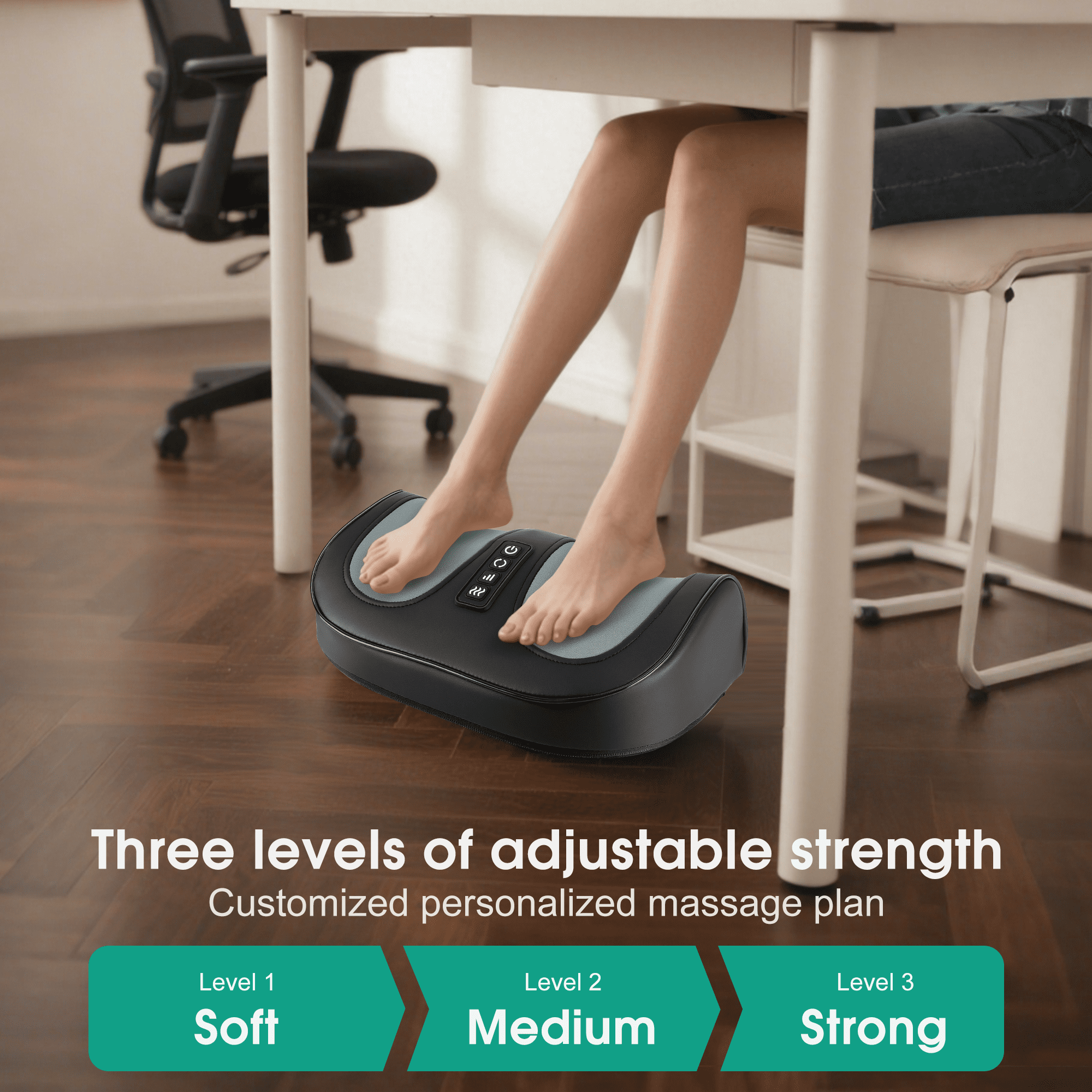 Foot Massager with Heat, Electric Kneading Plantar Fasciitis Treatment Machine, Circulation and Pain Relief for Foot and Calf Massage, Gifts for Dad, Mom and Lover