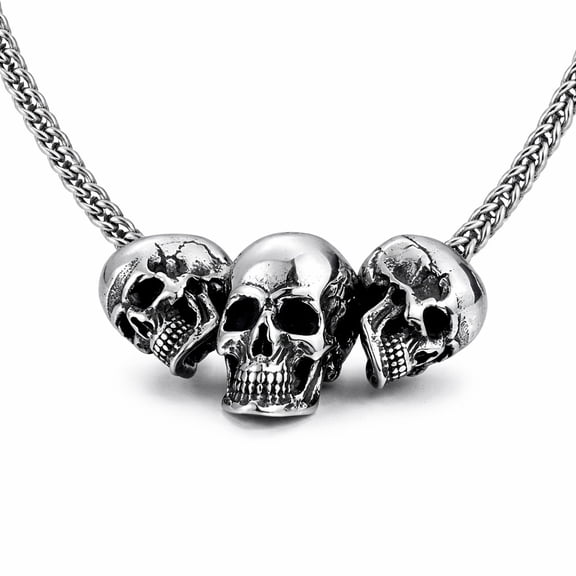 ZMY Home Stainless Steel Skull Necklace for Men, Punk Gothic Chain Pendant Necklace, Biker Jewelry Gift