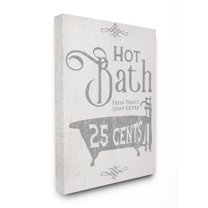 Stupell IndustriesGrey and White Hot Bath Tub Vintage SignCanvas Wall Art by Daphne Polselli