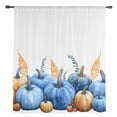 thumbnail image 2 of Blue Pumpkin Fall Semi Sheer Curtains Drapes for Living Room, Bedroom, French Doors Window 54 Inches Long, Thanksgiving Botanical Autumn Rod Pocket Chiffon Curtain Drapery Voile Draperies Panel, 2 of 6