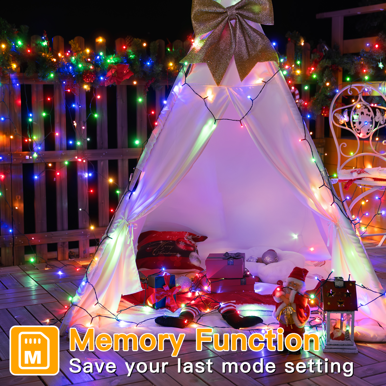 Ollny 66ft 200 LED Christmas String Lights Multicolor photo 2