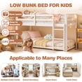 thumbnail image 4 of UHOMEPRO Twin Over Twin Bunk Bed for Kids, Solid Wood Low Floor Bunk Bed with Safety Rail and Ladder, Heavy Duty Kids Bunk Bed, Space-Saving Bed Frame for Bedroom, White, 4 of 13