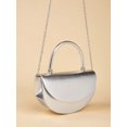 thumbnail image 3 of Women Silver Textured Half Moon Top Handle Handbag Elegant Evening Purse Fashion Party Wedding Bag, 3 of 7