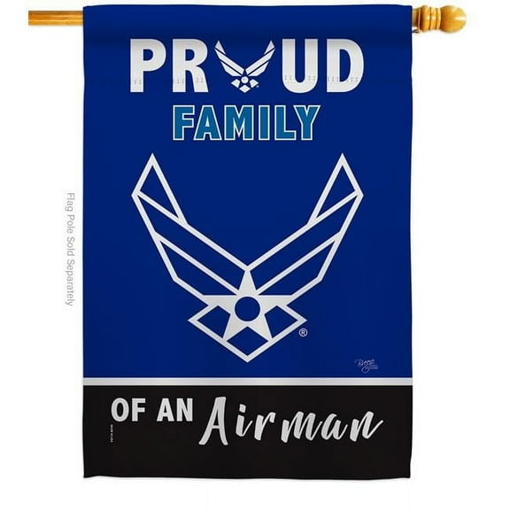 Breeze Decor  Proud Family Airman House Flag Armed Forces Air Force 28 x 40 in. Double-Sided Decorative Vertical Flags for Decoration Banner Garden Yard Gift