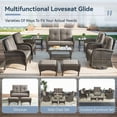 thumbnail image 3 of Giantfurnni Outdoor Glider Loveseat Sofa Wicker Rattan Glider Sofa,Patio 2 Seater Wicker Sofa with Thicking Back & Seat Cushions for Garden Balcony Backyard, 3 of 7