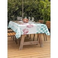 thumbnail image 3 of Outdoor Tablecloth with Umbrella Hole for Patio/Picnic/Party/Camping, Green Plaid Farmhouse Waterproof Table Cloth Rectangle Table Cover Washable, Watercolor Cute Country Pigs Checkered (54"x 80"), 3 of 8