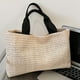 thumbnail image 3 of Bolso de mano tejido para mujer bolso de mano de gran capacidad para ir de compras (Beige negro), 3 of 9