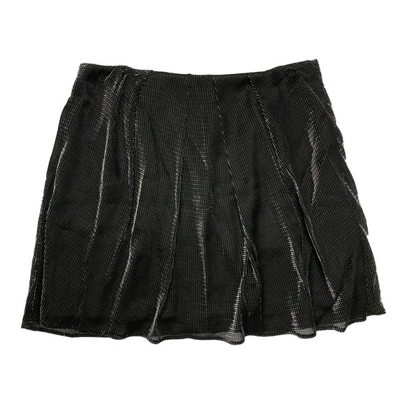 Hanley Mellon Women's Lurex Pleated Skirt 6 Metallic Black