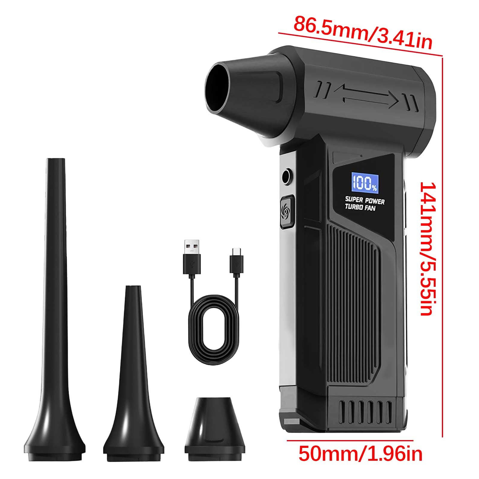 Portable Hair Dryer with Multiple Nozzles, Compact Blow Dryer with LED Display, High-Speed Motor for Fast Drying, Built-in Rechargeable Battery, for Home Travel Styling