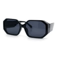 thumbnail image 4 of Retro Octagonal Dimensional Plastic Thick Temple Fashion Sunglasses All Black, 4 of 8