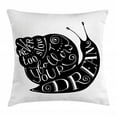 thumbnail image 1 of Dream Throw Pillow Cushion Cover, Abstract Black Snail Silhouette with Never Too Slow To Follow Your Dream Quote, Decorative Square Accent Pillow Case, 18" X 18", Black and White, by Ambesonne, 1 of 2