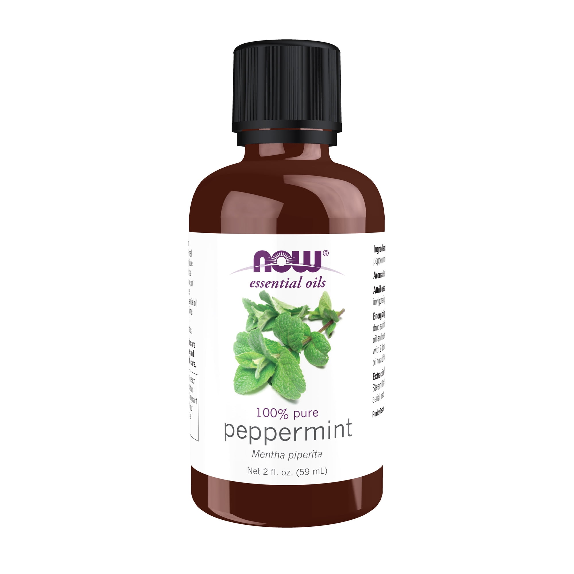 NOW Essential Oils, Peppermint Oil, Invigorating Aromatherapy Scent, Steam Distilled, 100% Pure, Vegan, Child Resistant Cap, 2-Ounce
