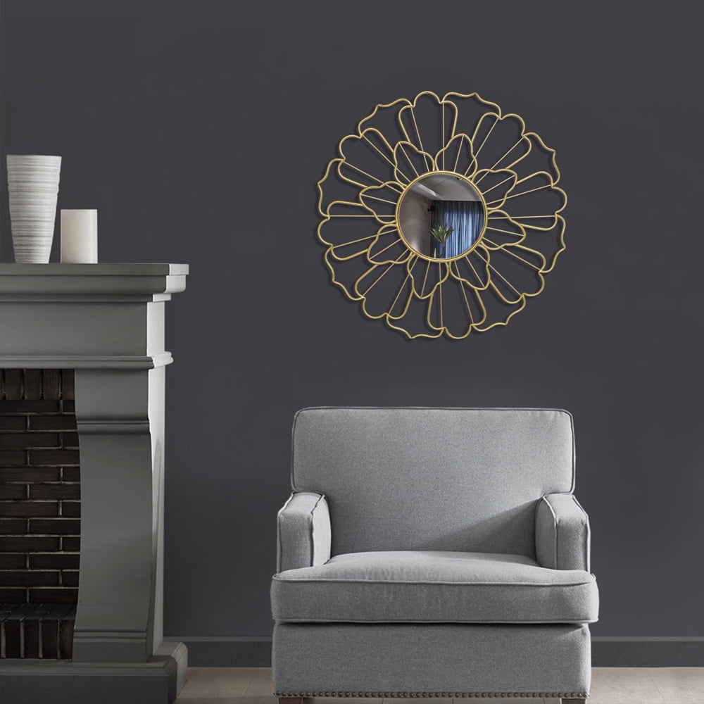 Kepooman Lace Metal Sunburst Wall Hanging Mirror, Used in Living Room, Bathroom and Bedroom, Modern Bohemian Decoration Kepooman Lace Metal Sunburst Wall Hanging Mirror, Used in Living Room, Bathroom and Bedroom, Modern Bohemian Decoration