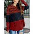 thumbnail image 2 of Anbech Color Contrast Womens Hoodie Tops Stitching Causal Sweatshirt Long Sleeve Drawstring Hooded, 2 of 9