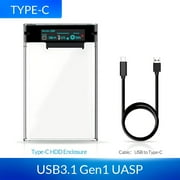 Zeiwohndc 2.5inch Transparently SATA to USB3.0 USB C Hard Drive Case Enclosure