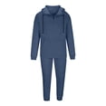 thumbnail image 4 of safuny Men's 2 Piece Outs Sweatsuit Loose Lounge Sets Clothing Fashion Fall Spring Winter Long Sleeve Shirts Crew Neck Pullover Wide Leg Pants Solid Tees Blue XL, 4 of 5
