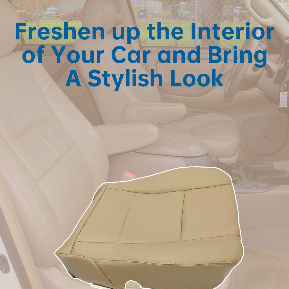 Soillar Front Leather Seat Cover Set (4 Pieces) For Toyota Highlander 2004-2013 - Tan/Sand Beige, Perforated, OEM Style