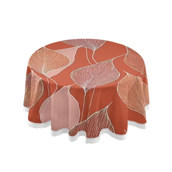 60 inch Round Tablecloth Washable Polyester Table Cloth Excellent wrinkle resistance Applicable to Dining Kitchen Party Holiday Party Red and Peach