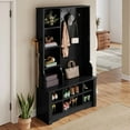 thumbnail image 2 of Uforic 39" Hall Tree with Shoe Storage, Coat Rack with Bench for Entryway Corner Narrow Adjustable Shelf, Black, 2 of 9