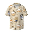 thumbnail image 5 of PAYOHTO Cute Cartoon Cat Mens Hawaiian Casual Short-sleeved Shirt Tropical Summer Beach Button Down Shirts, 5 of 7
