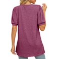 thumbnail image 2 of Womens Square Neck Tops Puff Short Sleeve Cotton Tshirts Summer Solid Color Tunic Tees Cute Tops, 2 of 4