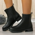 thumbnail image 4 of Xfvqtps Womens Flatform Ankle Boots with Front Zipper Chunky Sole Martin Booties Fashion Wide Width Comfortable Low Heel Shoes for Fall Winter Street Style Black, 4 of 9