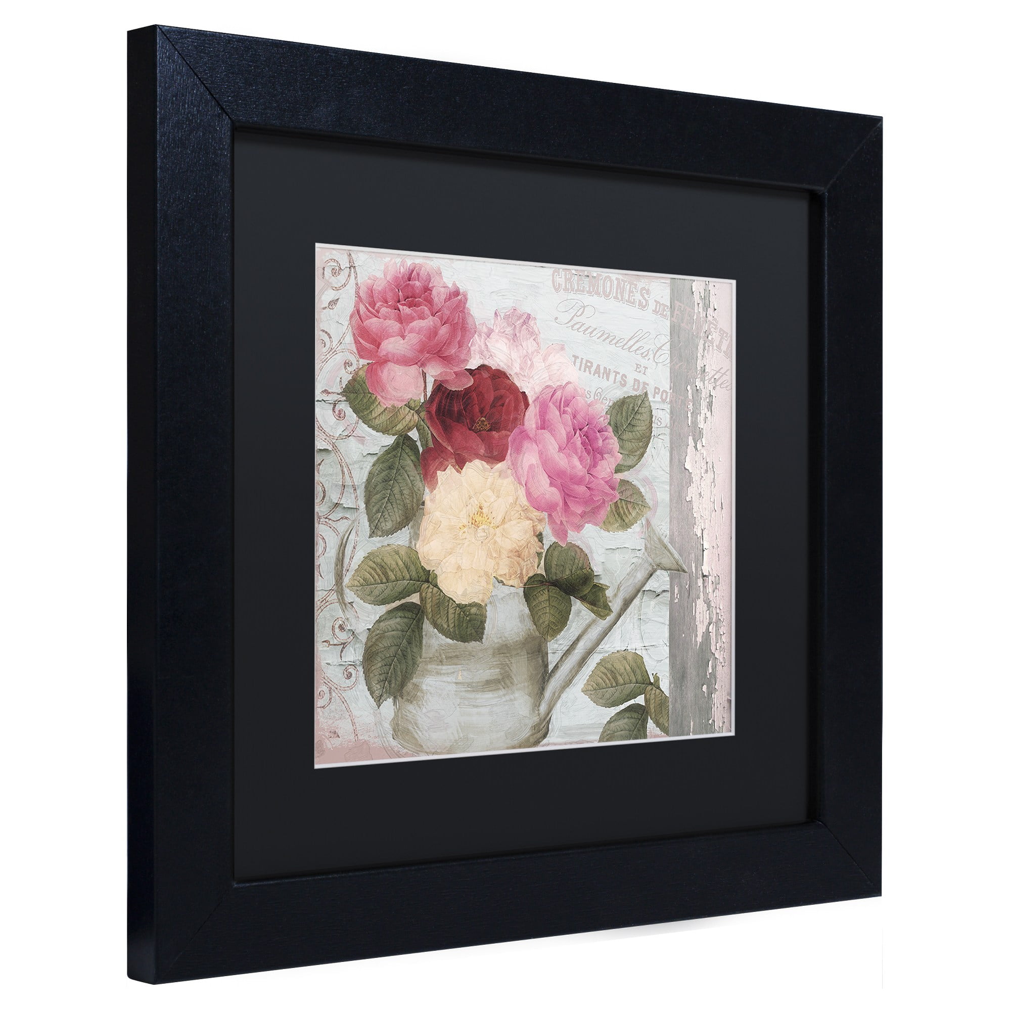 Trademark Fine Art "Chalet d'Ete Roses" Canvas Art by Color Bakery Black Matte, Black Frame