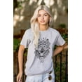 thumbnail image 3 of Geometric Feather Wolf Dreamcatcher Plus Size Crewneck Graphic Tee Shirt Brisco Brands 2X, 3 of 5