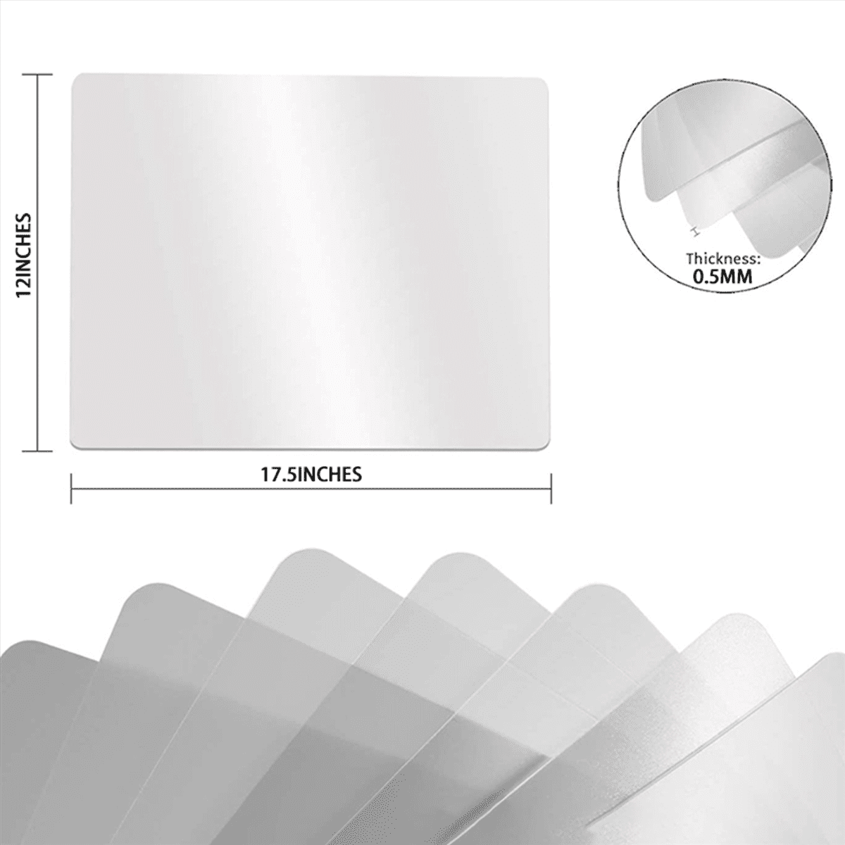Clear Flexible Plastic Cutting Board Mats Set, Frosted Clear Kitchen Cutting Board Clear Mats 17.5 x 12 Inches,Set of 14