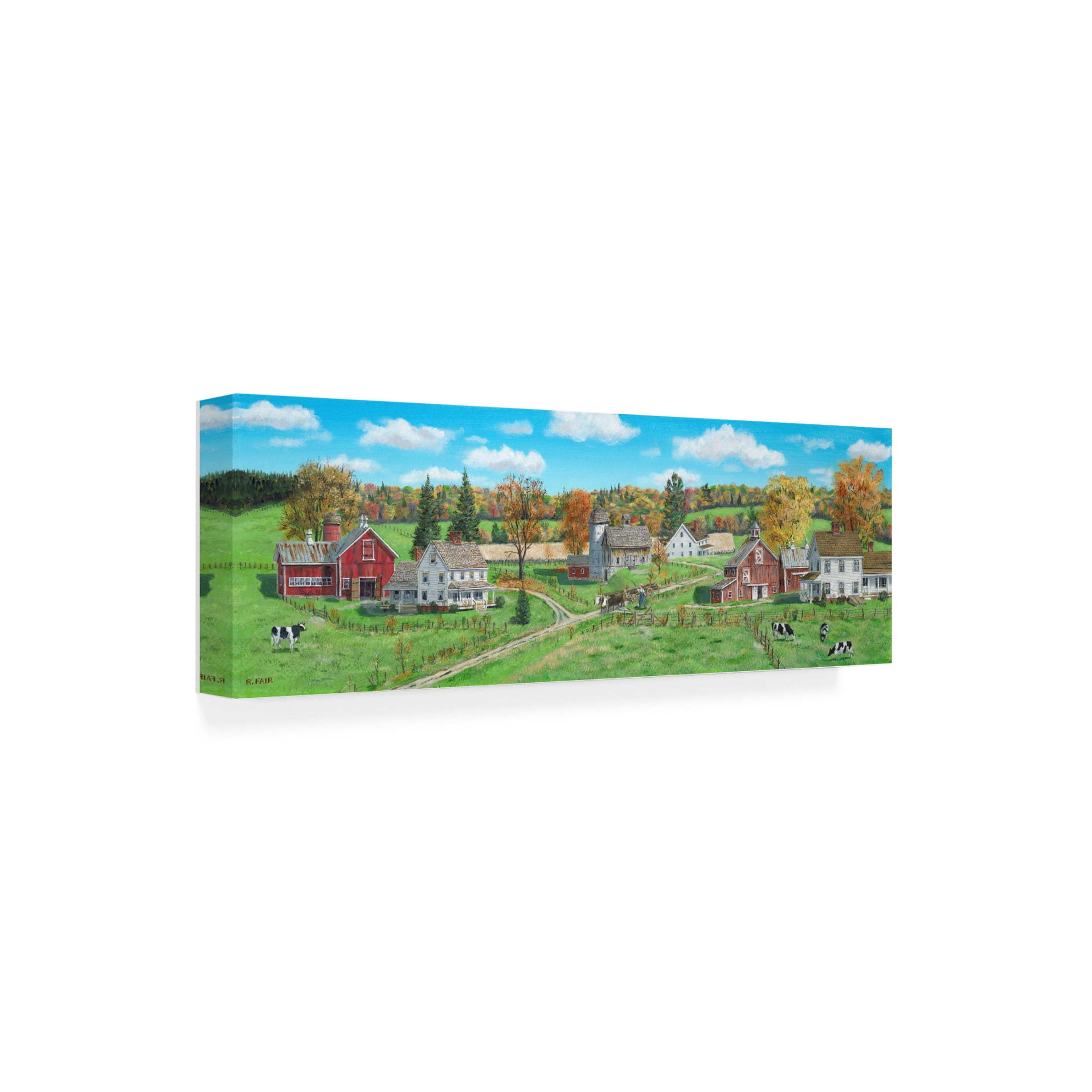 Canvas Wall Art - Bob Fair 'Oxen at Work' Wall Art for Living Room, Bedroom, or Office Décor by Trademark Fine Art - 32 x 10 Inches