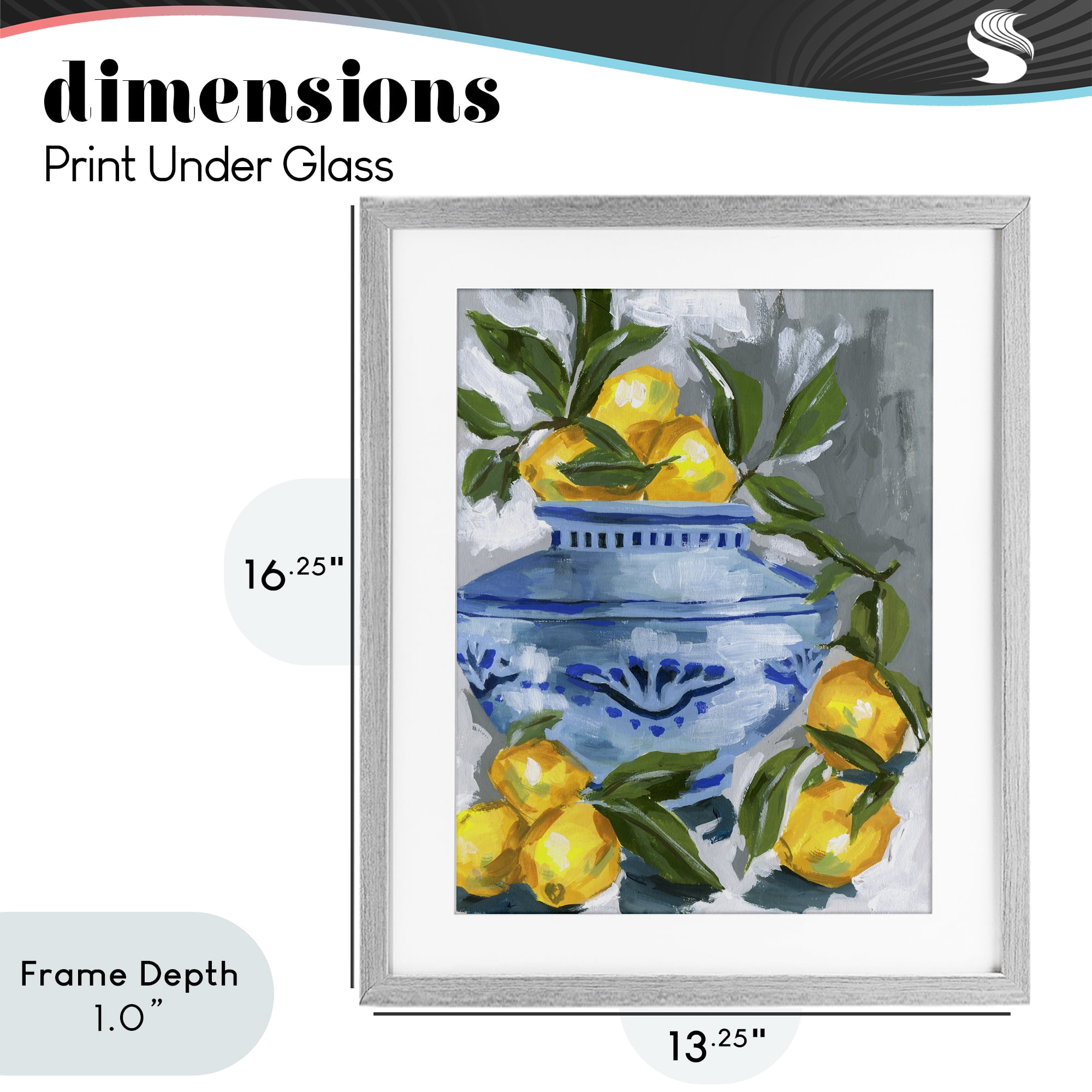 Stupell Industries Indigo & Lemon Vase Gray Framed Print Under Glass, design by Melissa Wang