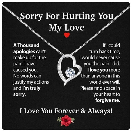 I Love You I'M Sorry Her, Apology Her - Wife, Girlfriend, Soulmate - Forgive Me Necklace With Heartfelt Message In A Stunning Box, Let'S Start Over Love Necklace#2111, White Forever Love Necklace