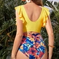thumbnail image 6 of Jacenvly Maternity Swimsuit Two Piece Satiny Swimwear Motherhood New Style Women High Waist Swimsuit Women Pregnant Women Contrast Color Print Swimsuit Yellow, 6 of 6