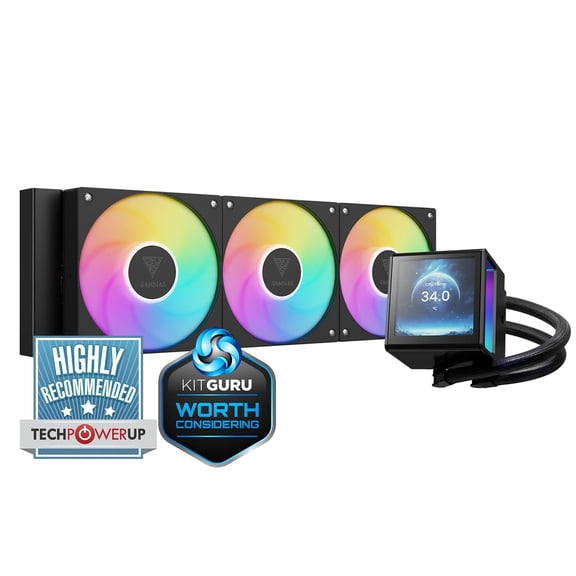 WLTER360mm AIO Liquid Cooler, 360mm Water Cooling CPU Cooler with 3.4'' LCD, Rotatable Pump, Clean Daisy-Chain Cable Management, 3x120mm PWM Fan, Intel LGA 20XX/18XX/1700, AMD AM5/AM4 CHIONE P5-360