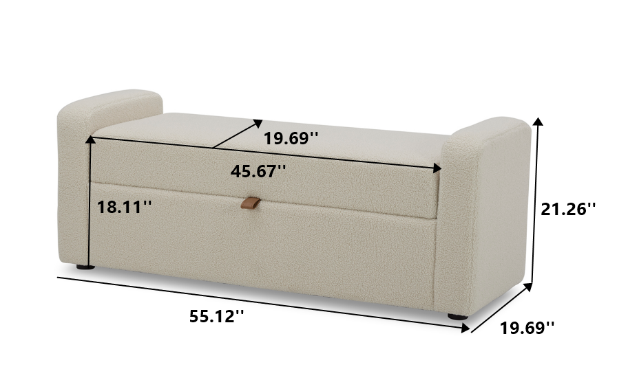 Better Homes & Gardens Springwood Storage Bench, Cream photo 5