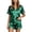 Green, variant on hoksml Women's Cooling Satin Pajama Set Short Sleeve Notched Lapel Button-Down Shirt with Matching Shorts Lightweight Sleepwear with Pockets