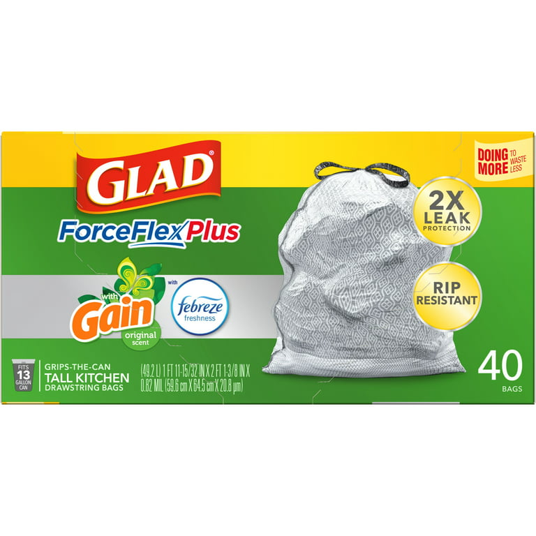 Glad® Force Flex Plus With Gain and Frebreze Trash Bags, 30 ct